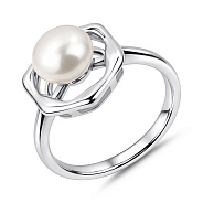 Фото Серебряное кольцо с жемчужиной (арт. 7501/8687жб)
