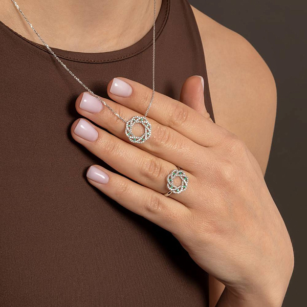 Золотое колье с изумрудами и бриллиантами (арт. 7192089202и) – изображение 4