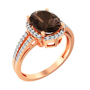 Золота каблучка з кварцом і фіанітами (арт. 140458Пкр)