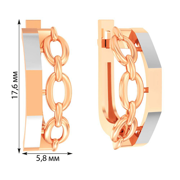Золотые серьги "Звенья" без камней  (арт. 111181) – изображение 4