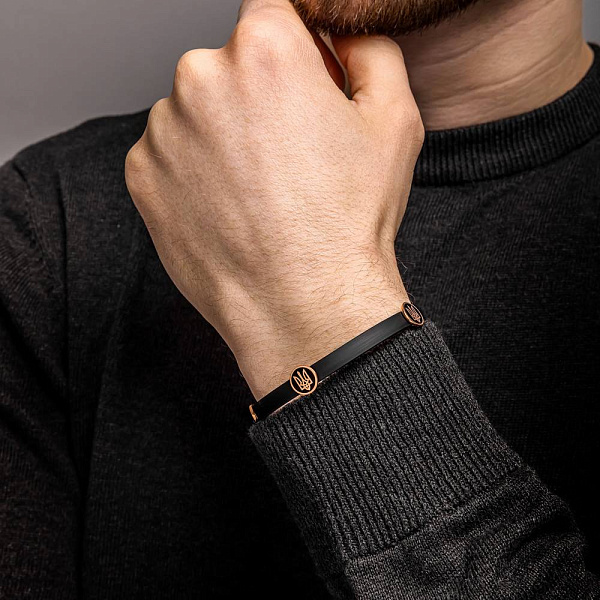 Браслет з каучуку з золотими вставками (арт. 340059ч) – зображення 2