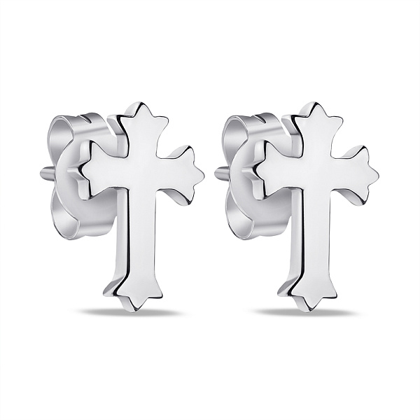 Серьги-пусеты Крестики из серебра без камней (арт. 7518/6900) – изображение 1