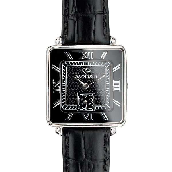 Масивний срібний годинник  зі шкіряним ремінцем (арт. 7526/162чч) – зображення 2