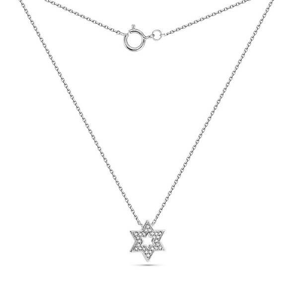 Колье Звезда Давида из белого золота с бриллиантами (арт. Ц341294010б) – изображение 2