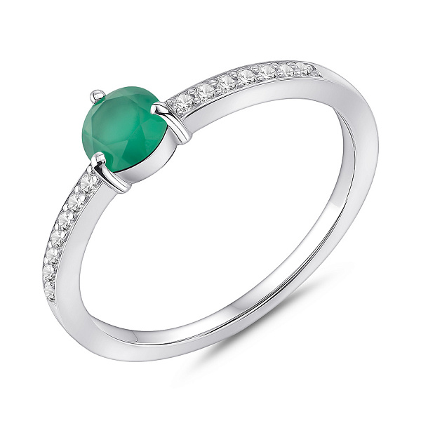 Тонкое серебряное кольцо с агатом и фианитами (арт. 7501/2189602Аз) – изображение 1