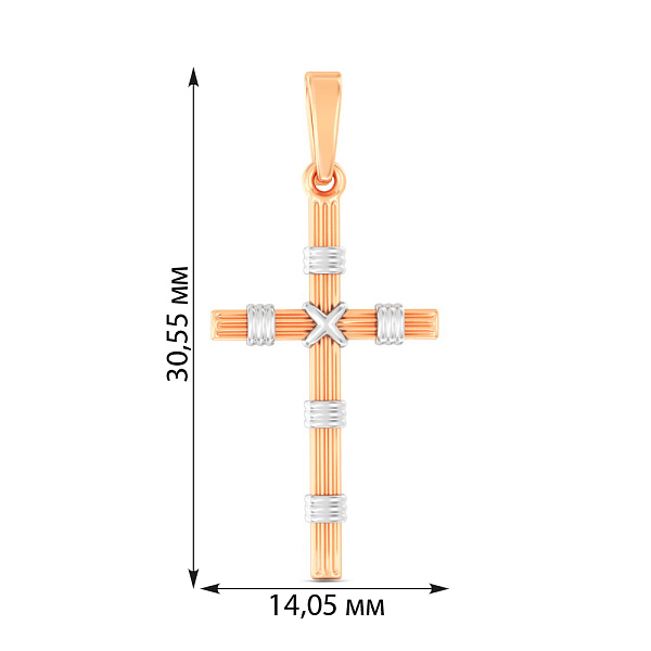 Крестик из комбинированного золота (арт. 440923) – изображение 2