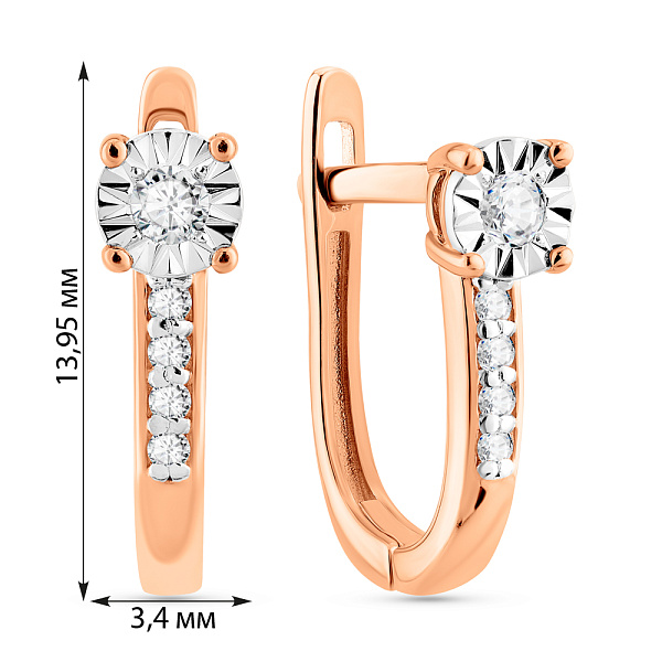 Серьги из красного золота с бриллиантами (арт. С011807010) – изображение 3