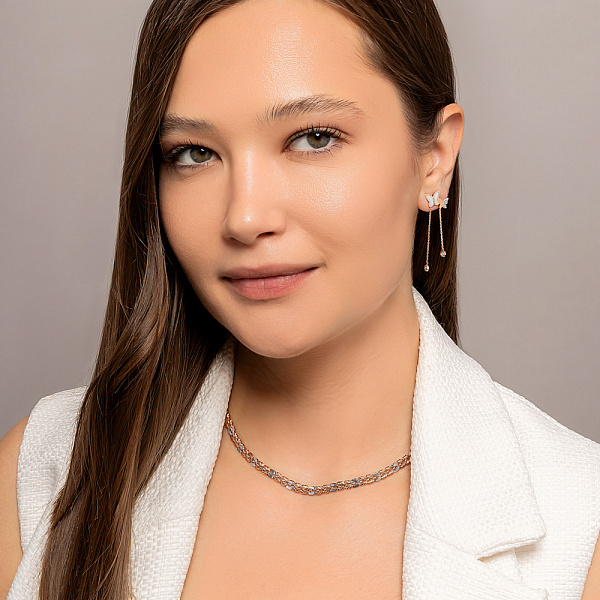 Золоте кольє в червоному і білому кольорі металу (арт. 350612кб) – зображення 3