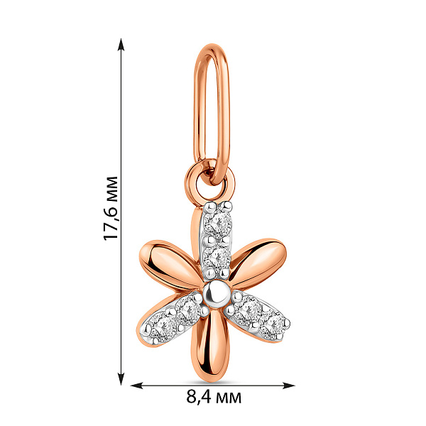 Кулон Цветок из красного золота с фианитами (арт. 422788) – изображение 2