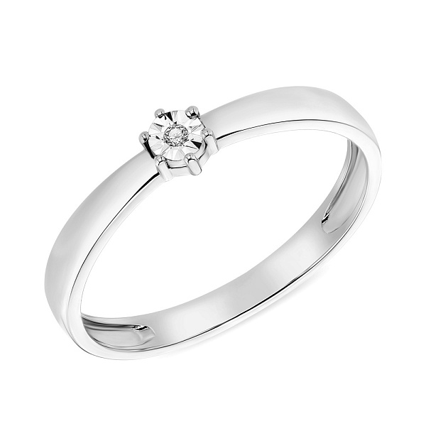 Кольцо из белого золота с бриллиантом (арт. К011071б) – изображение 1