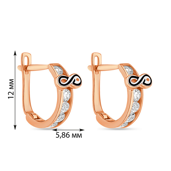 Серьги из красного золота с фианитами и эмалью (арт. 104206еч) – изображение 2