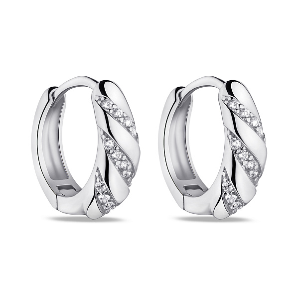 Серебряные серьги-кольца с фианитами (арт. 7502/9086/15) – изображение 1