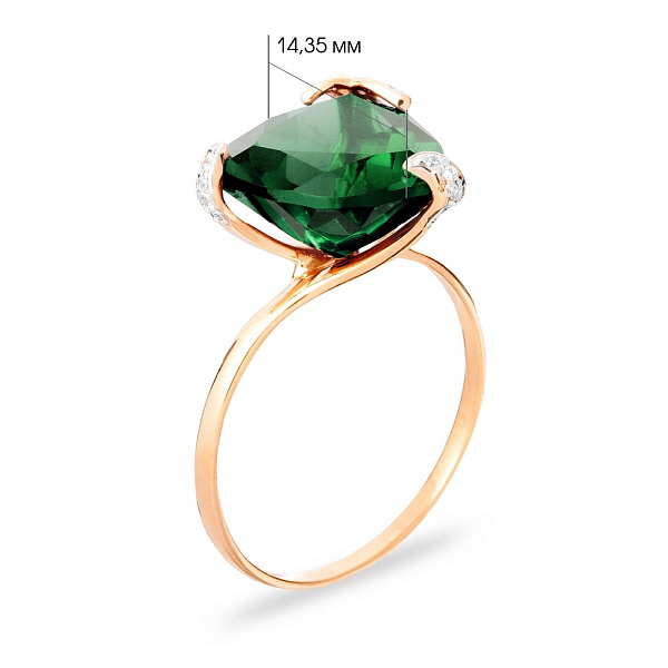 Золотое кольцо с кварцем и фианитами (арт. 140671Пз) – изображение 2