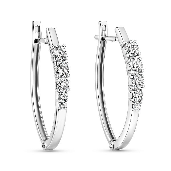 Серьги из белого золота с дорожкой из фианитов (арт. 110559б) – изображение 1
