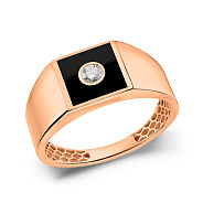 Золотая печатка с эмалью и бриллиантом (арт. К170089010еч)