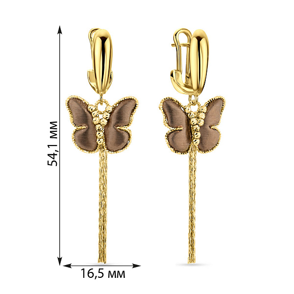 Золотые серьги-подвески Francelli Бабочки (арт. 1091176жкр) – изображение 5