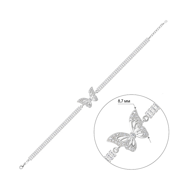 Срібний браслет Метелик з фіанітами (арт. 7509/2177517) – зображення 2