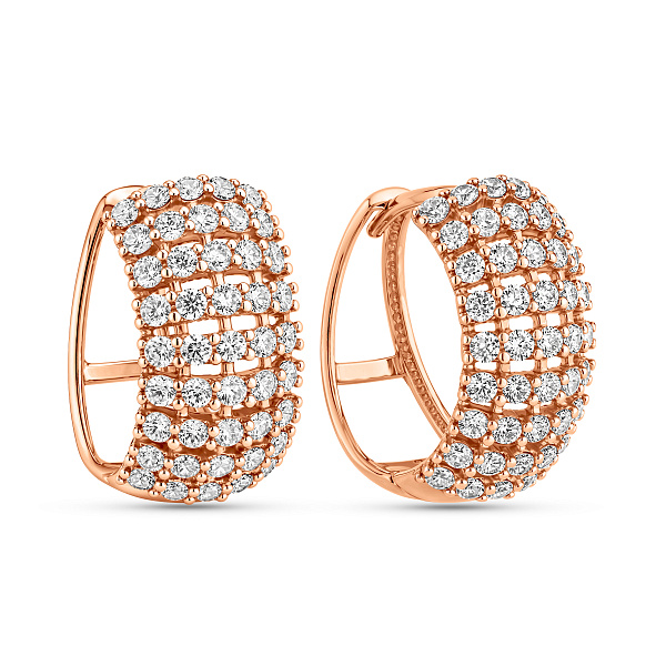 Серьги из красного золота с дорожкой из фианитов (арт. 110205) – изображение 1