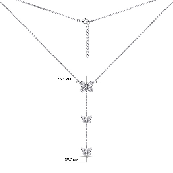 Срібне кольє Метелики з фіанітами (арт. 7507/1789) – зображення 3