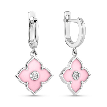 Серебряные серьги с фианитом и керамикой (арт. 7502/1980521кмр)