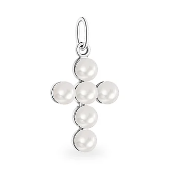 Срібний хрестик з перлами (арт. 7503/507жбпп)