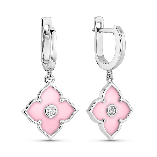 Серебряные серьги с фианитом и керамикой (арт. 7502/1980521кмр) – изображение 1
