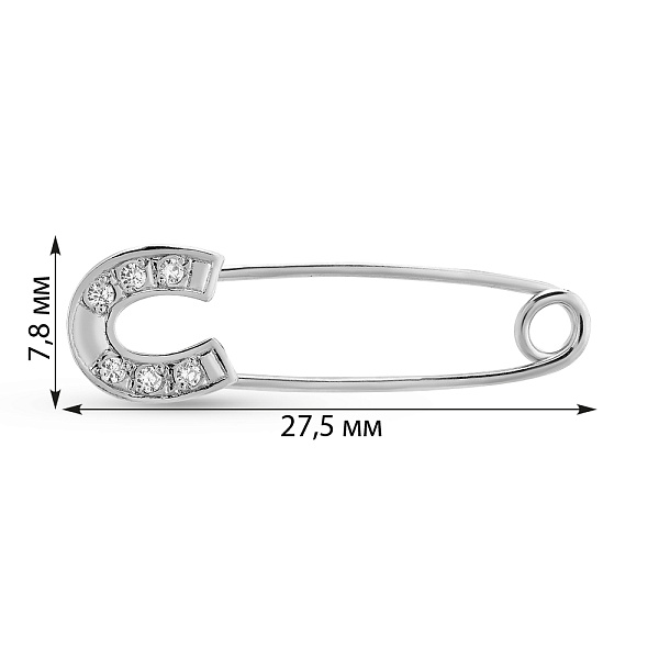 Серебряная булавка с фианитами (арт. 7511/7119-р) – изображение 2