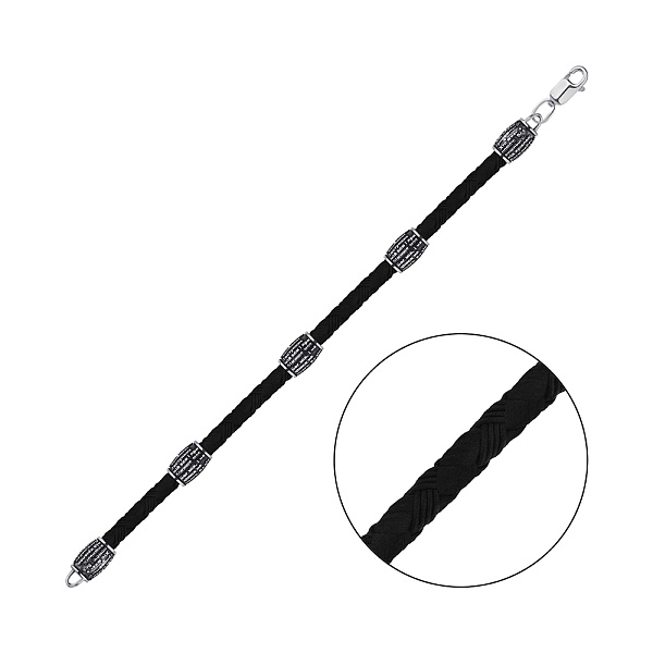 Браслет з шовкової нитки і срібла (арт. 7309/1114брю) – зображення 1