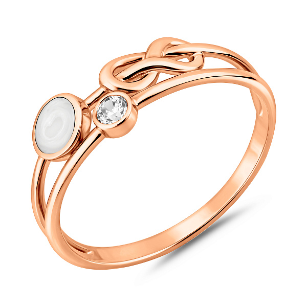 Двойное золотое кольцо Лýна с эмалью и фианитом (арт. 140964еп) – изображение 1