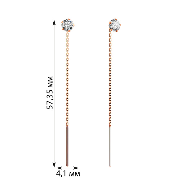 Золоті сережки-протяжки з фіанітами (арт. 110700) – зображення 5