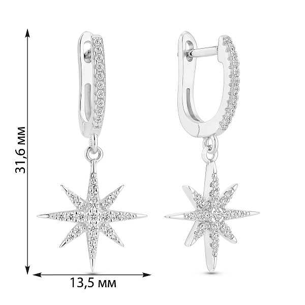 Серебряные серьги с дорожкой из фианитов (арт. 7502/10102) – изображение 2