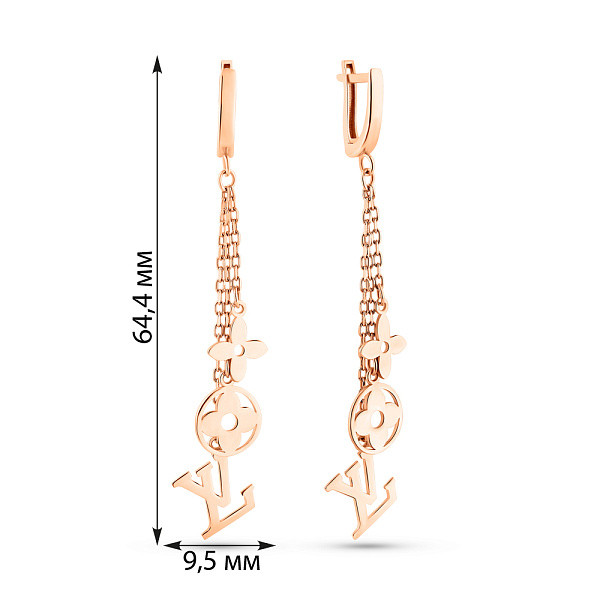 Золоті сережки з підвісками (арт. 105227) – зображення 2