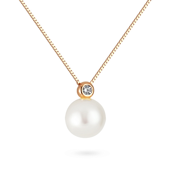 Золоте кольє з перлиною і фіанітом (арт. 350728прлб) – зображення 1
