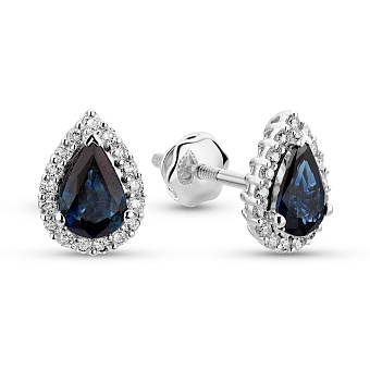 Фото Золоті сережки з діамантами і сапфірами (арт. С341653015бс)