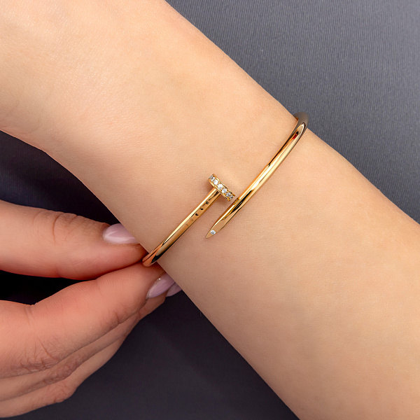 Браслет из желтого золота «Гвоздь» с фианитами (арт. 324145ж) – изображение 2