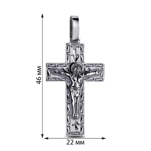 Серебряный нательный крестик с распятием (арт. 7904/3598-ч) – изображение 2