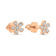 Фото Золоті сережки Квіти з діамантами (арт. Т011592010)