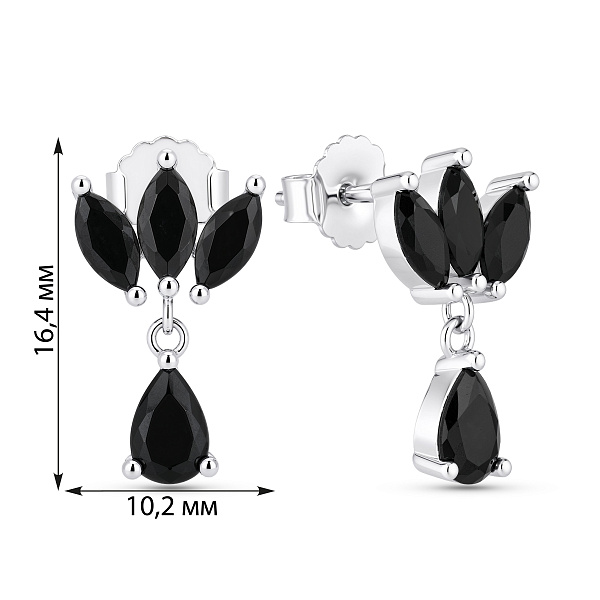 Серебряные серьги с черными фианитами (арт. 7518/7365ч) – изображение 2