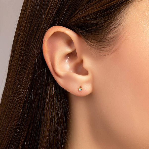 Сережка-пусета в одне вухо з жовтого золота (арт. 110314жЯ) – зображення 2