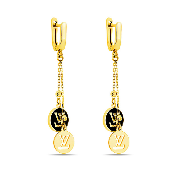 Серьги из желтого золота с эмалью (арт. 107556жеч) – изображение 1