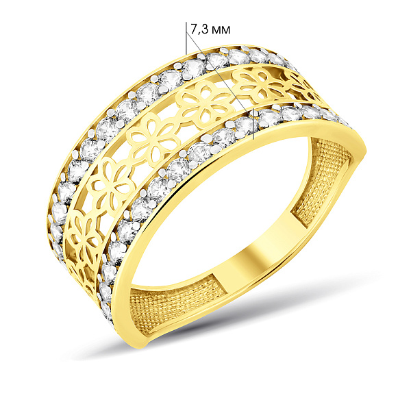 Кольцо с узором из желтого золота с фианитами (арт. 144000ж) – изображение 5