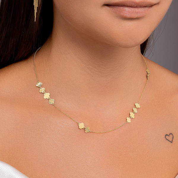 Золоте кольє Конюшина з алмазною гранню (арт. 352981ж) – зображення 3