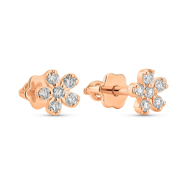 Золоті сережки Квіти з діамантами (арт. Т011592010) – зображення 1