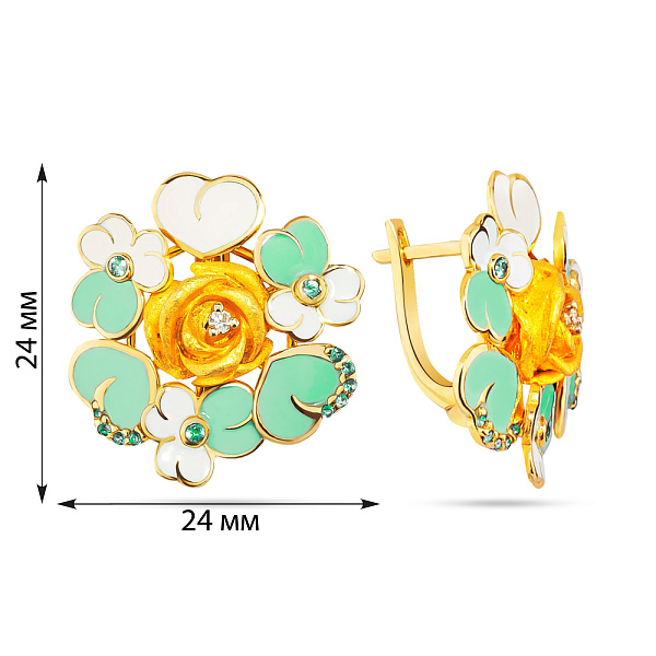 Сережки Francelli з золота з фіанітами і емаллю (арт. 104865жебз) – зображення 3