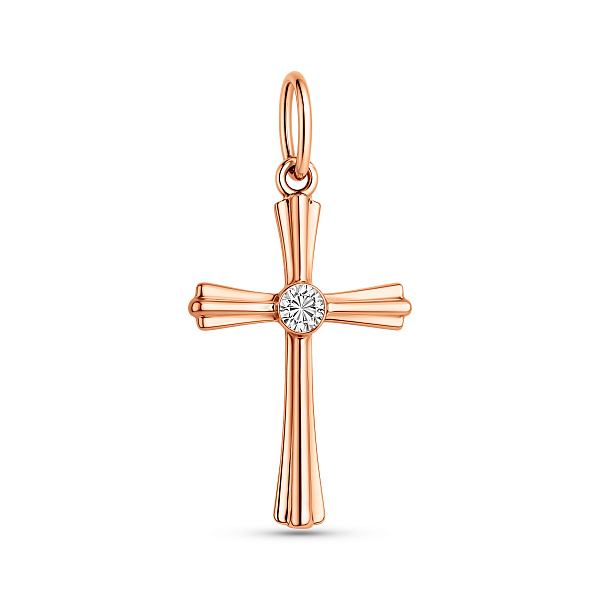 Золотая подвеска-крестик с фианитом (арт. 440458) – изображение 1