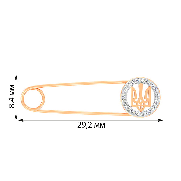 Патриотическая булавка Трезубец из красного золота (арт. 361272) – изображение 3