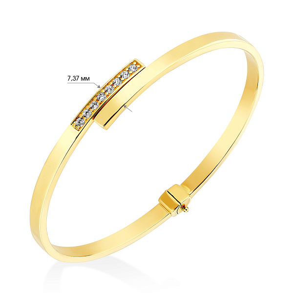 Жесткий золотой браслет с дорожкой из фианитов (арт. 322479ж) – изображение 2