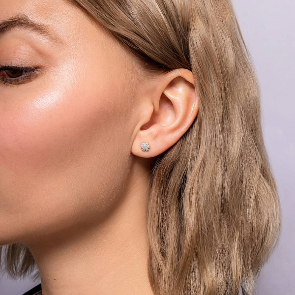 Сережки-пусети з червоного золота з діамантами (арт. Т011290020) – зображення 2