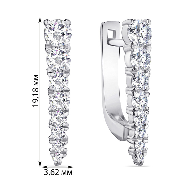 Серебряные серьги с дорожкой из фианитов (арт. 7502/1111873) – изображение 2