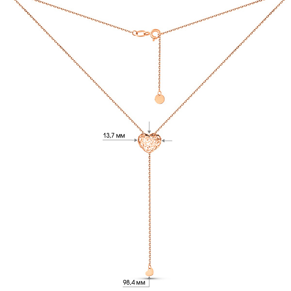 Кольє-краватка Серце з червоного золота (арт. 360270) – зображення 5